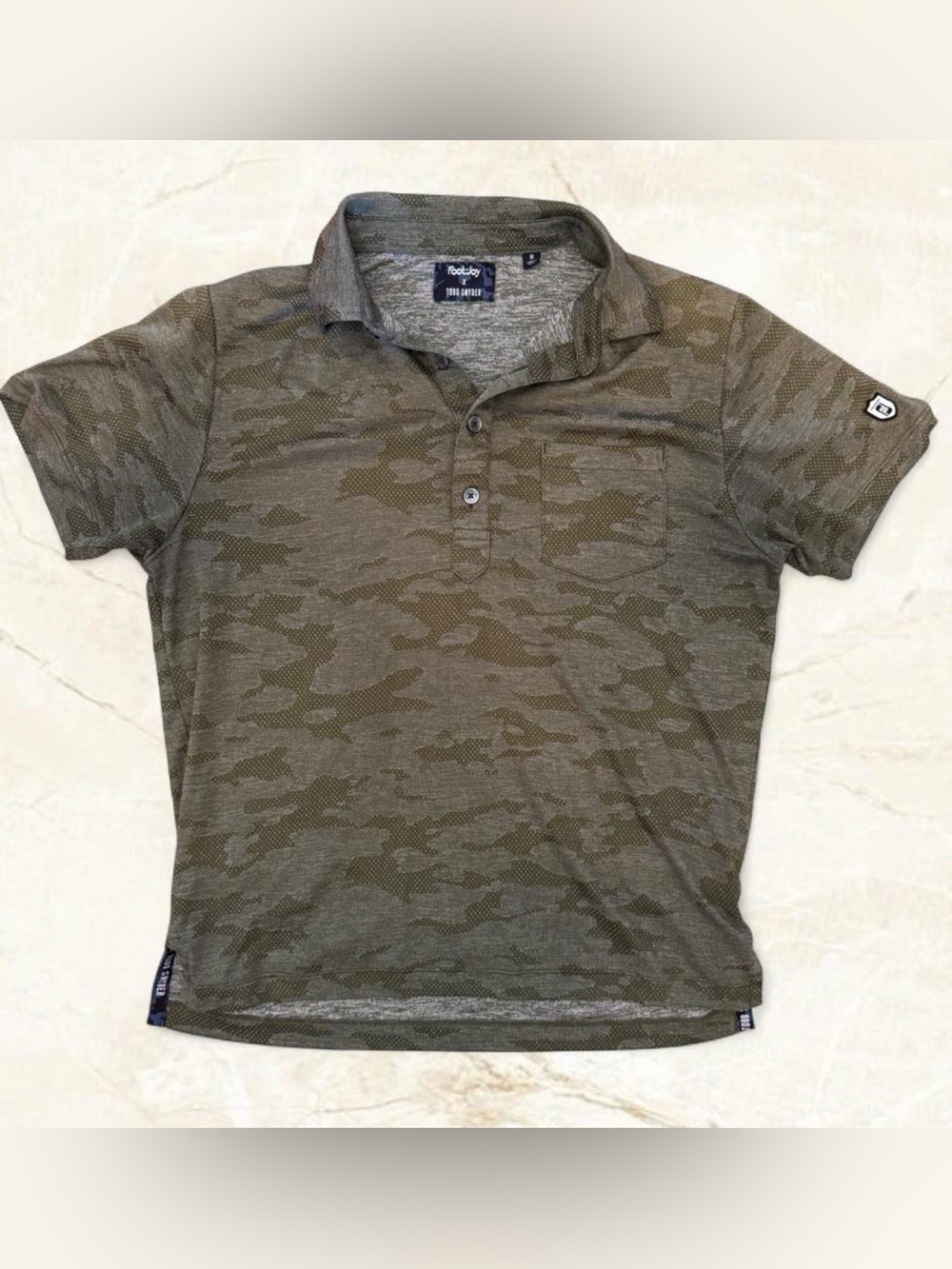 FootJoy x Todd Snyder Mens Camo Polo Shirt Green/Gray, Short Sleeve, Sz M